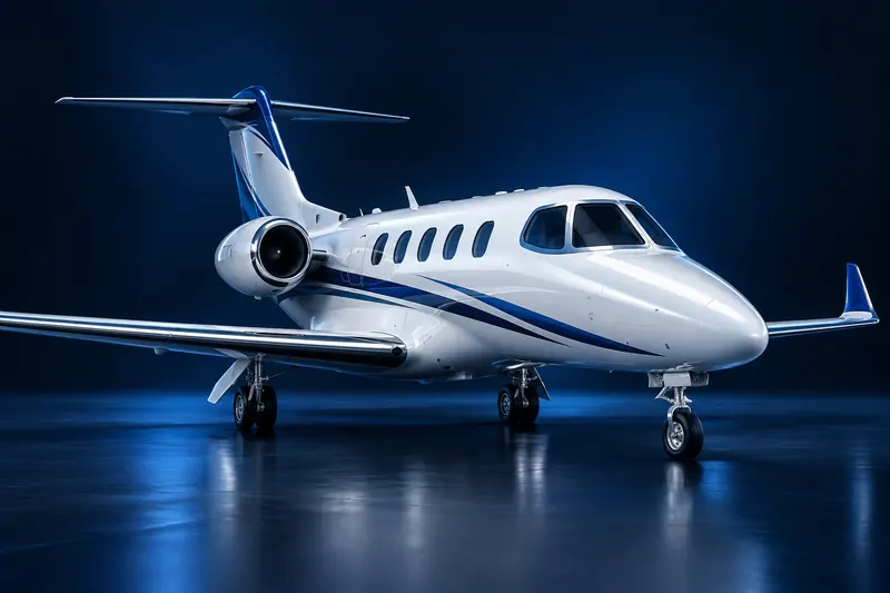 Illustration of a clean white aircraft with blue trim